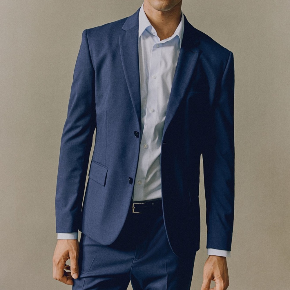 H&M skinny fit navy blue suit jacket